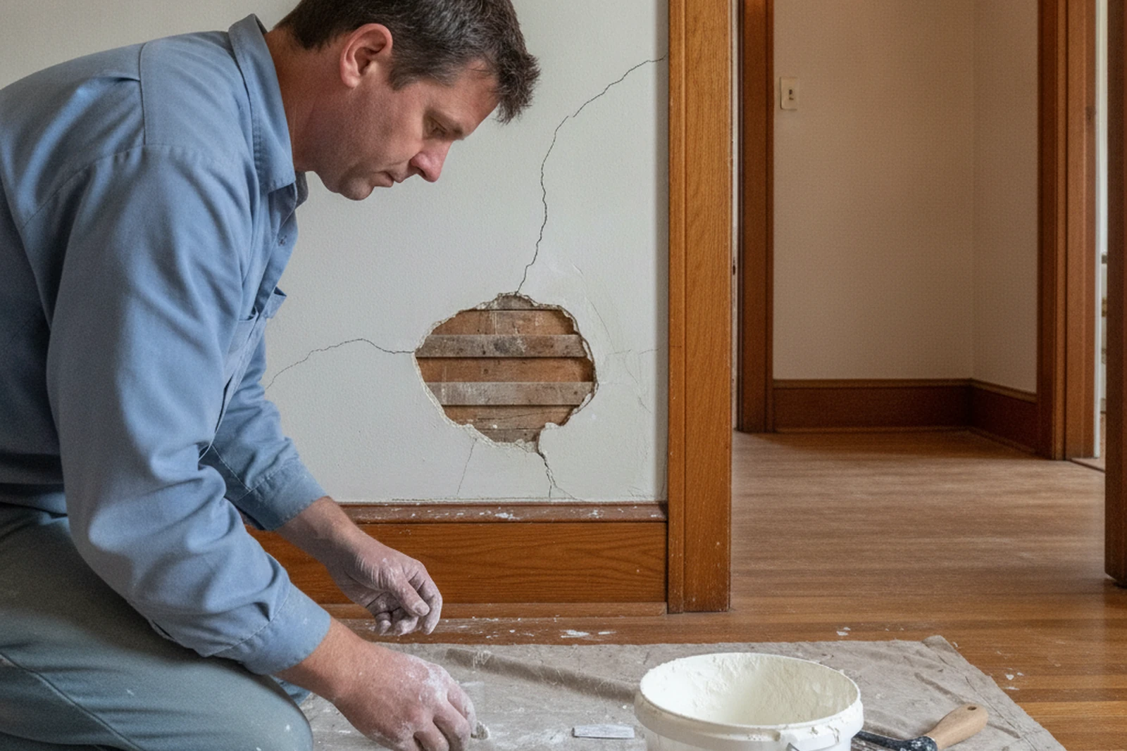 Handyman plaster repair coal-era Victorian home Scranton Pennsylvania Lackawanna County period trim settled frames Tony